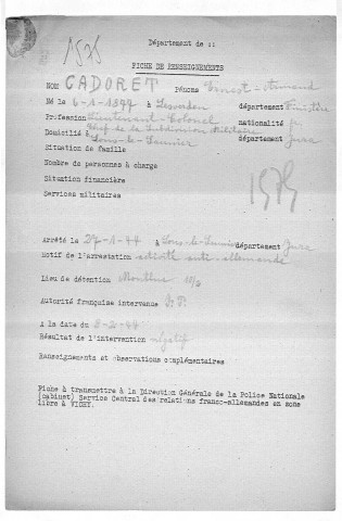 CADORET Ernest Armand