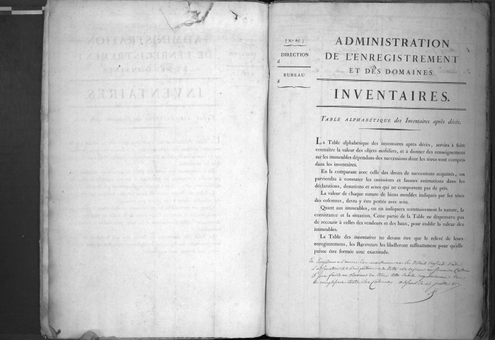 Table alphabétique des inventaires après décès. 4 frimaire an X-1er décembre 1812.