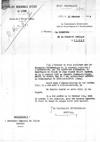 CHAINE Raymond Jean Bernard