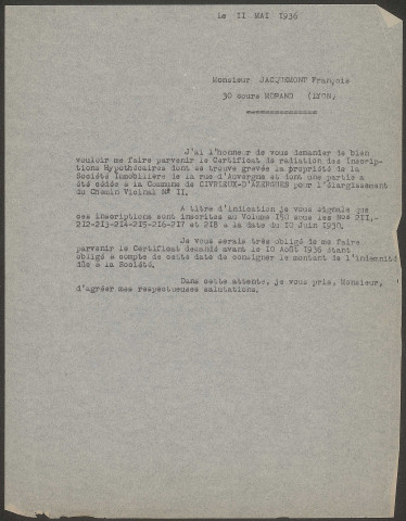 Classement, alignements, travaux.