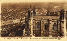 Lyon. Notre-Dame de Fourvière. Vue sur Lyon et la jonction du Rhône et de la Saône.