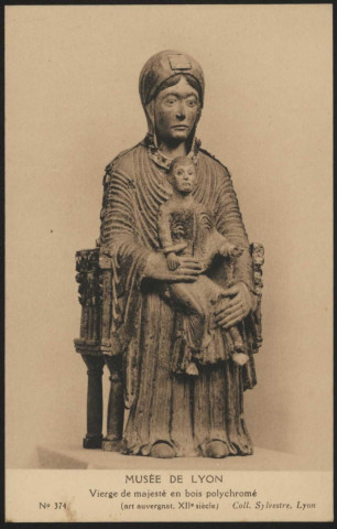 Musée de Lyon. Vierge de majesté en bois polychromé (art auvergnat XIIe siècle).