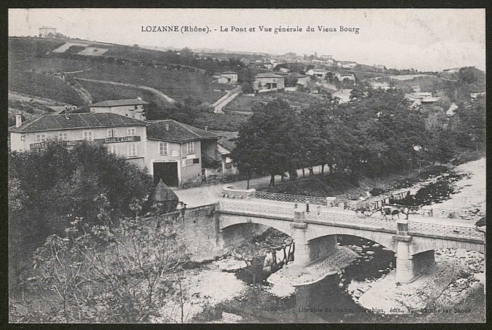 Lozanne. Le pont et vue générale du vieux bourg.