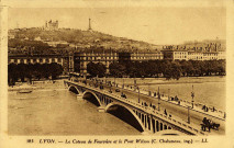 Lyon. Le coteau de Fourvière et le pont Wilson.
