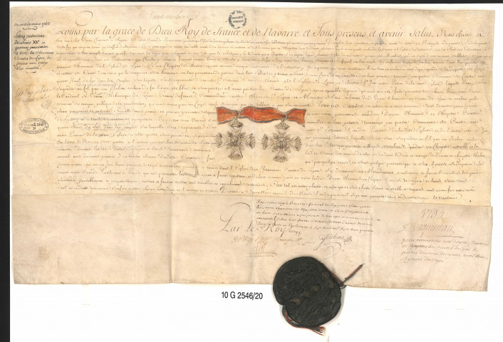 Lettres patentes de Louis XV sur parchemin avec sceau.