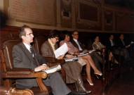 De gauche à droite : Georges ECOCHARD, deux femmes non identifiées, Georges MARX, Mme GINOT, Jean-Paul MARCHINI, un homme non identifié.