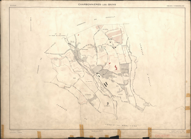 Tableau d'assemblage (TA). Cadastre révisé pour 1957.