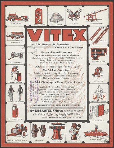 Vitex, matériel de protection contre l'incendie des établissements Desautel frères - Lyon.