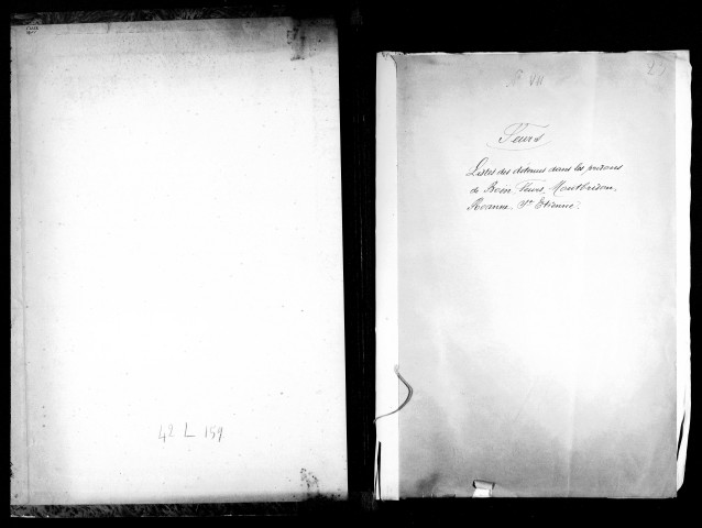 Listes des détenus dans les prisons de Boën, Feurs, Montbrison, Roanne et Saint-Étienne (vendémiaire-pluviôse an II).