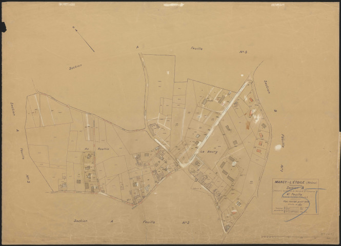 Section A (ancienne section A de Marcy et Sainte Consorce) 4e feuille (partie de l'ancienne 1ère feuille). Plan cadastral révisé pour 1933.