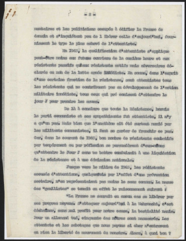 L'attentisme dans la Résistance.