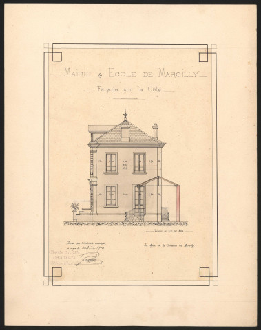 Plan de la façade sur le côté.