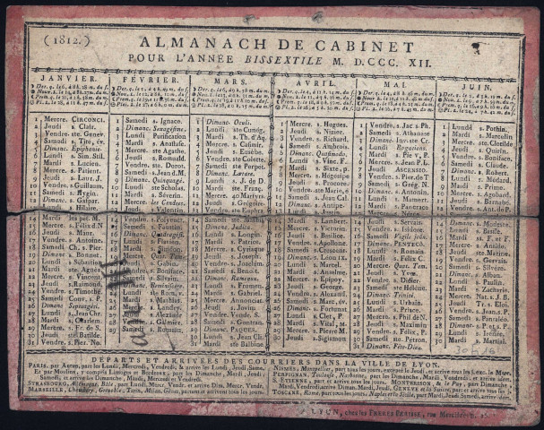 Almanach de cabinet pour l'année bissextile 1812.