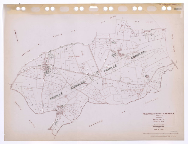 Section C feuille n° 2. Cadastre révisé pour 1938. Edition à jour pour 1985. Plan annulé.