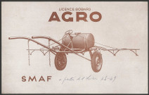 Pulvérisateur à traction animale de la société de mécanique agricole française (SMAF) - Lyon.