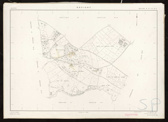 Section B feuille n°3. Plan établi pour 1953. 2e édition à jour pour 1979.