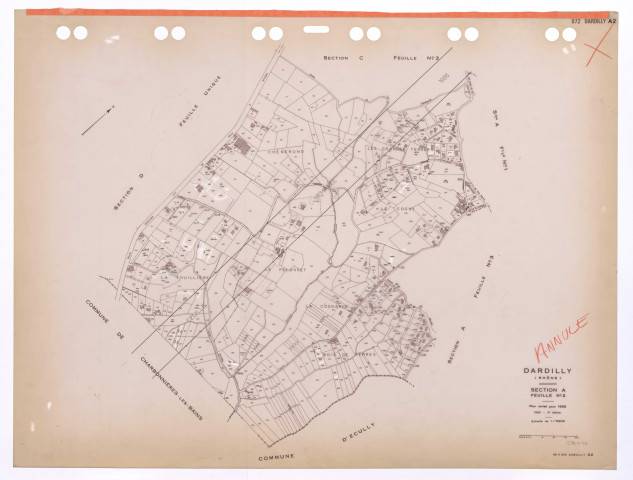 Section A 2e feuille. Plan révisé pour 1936. 3e édition pour 1980. Plan annulé : feuille remaniée pour 1985.