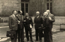 De gauche à droite : Jean CONDAMIN, Guy JARROSSON, M. CAUSERET, un homme non identifié, Philippe DANILO (de profil), Armand HAOUR.