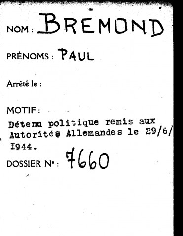 BREMOND Paul