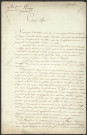 Lettre de Joseph Charles Jacquard au préfet du Rhône demandant la restitution de la machine de son invention "servant à suppléer le tireur de lacs dans la fabrication des étoffes brochées".