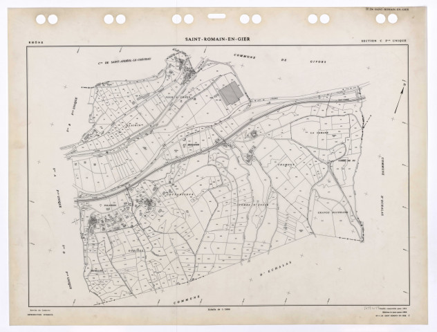 Section C feuille unique. Cadastre renouvelé pour 1953. Edition à jour pour 1985.