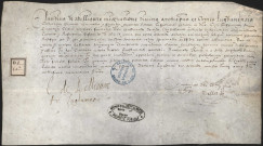 Approbation de Claude de bellièvre, archevêque de Lyon (original parchemin signé.