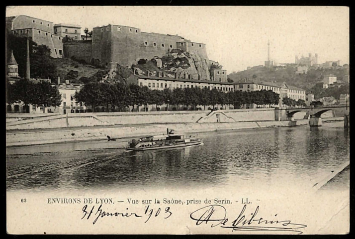 Lyon. Vue sur la Saône, prise de Serin.