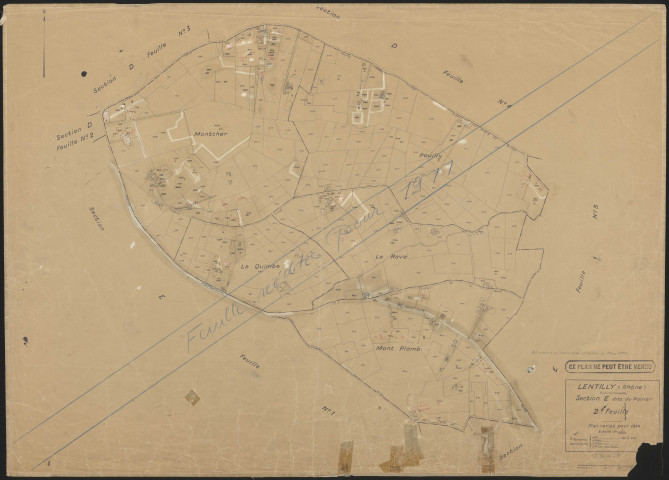 Section E dite du Poirier 2e feuille. Plan cadastral révisé pour 1936. Réédition pour 1977.