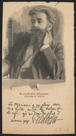Joseph-Aimé Péladan, dit Sar Mérodack Joséphin Péladan (1858-1918), écrivain, critique d'art et occultiste.