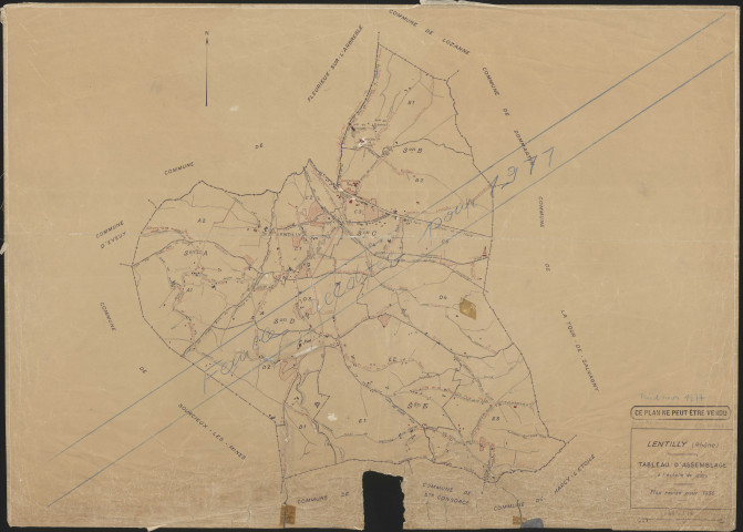 Tableau d'assemblage (TA). Plan cadastral révisé pour 1936. Réédition pour 1977.