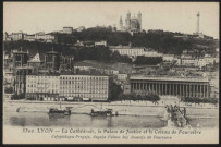 Lyon. La cathédrale, le palais de Justice et le coteau de Fourvière.
