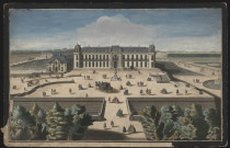 Vue et perspective du château de Chantilly du côté de la cour.