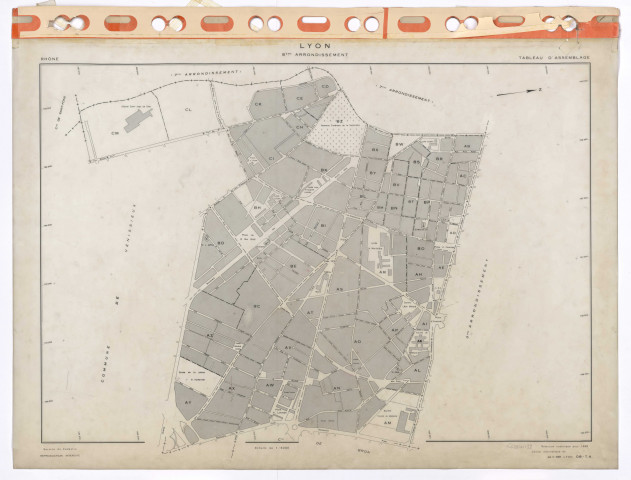 Tableau d'assemblage (TA). Cadastre refait numériquement pour 1980.