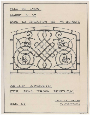 Grille d'imposte fer rond "trous renflés" (14 janvier 1963).