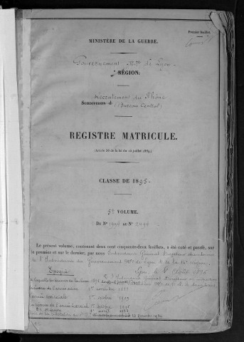 Lyon Central : n° matricules 1994-2494