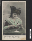 Jeune femme Alsacienne lisant une lettre.