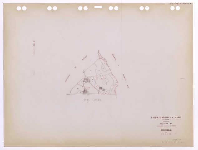 Section BA (ancienne partie de la commune de Duerne). Feuille révisée pour 1934. Edition à jour pour 1985.