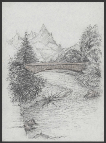 Pont au-dessus d'une rivière de montagne.