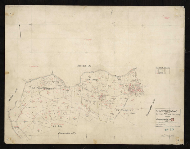 Verso : section AK partie Nord : Levé effectué du 6 au 20 mai 1955 : planchette n°12.