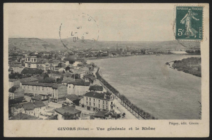 Givors. Vue générale et le Rhône.