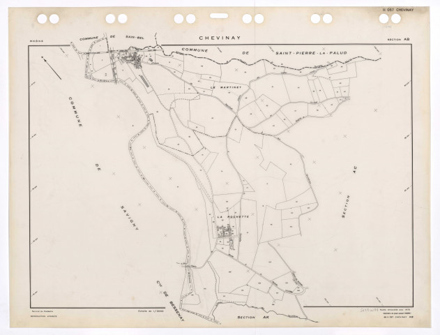 Section AB. Feuille renouvelée pour 1970. Edition à jour pour 1985.