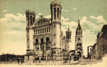 Lyon. Basilique de Notre-Dame de Fourvière et ancienne chapelle.