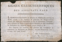 Signes caractéristiques des assignats faux.