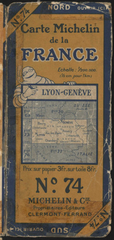 Carte Michelin de la France. Lyon-Genève – n° 74.
