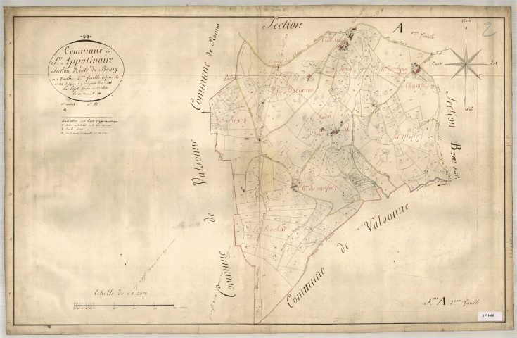 Section A dite du Bourg, feuille n°2 (parcelles 122-422).