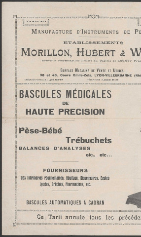 Manufacture d'instruments de pesage - Villeurbanne.