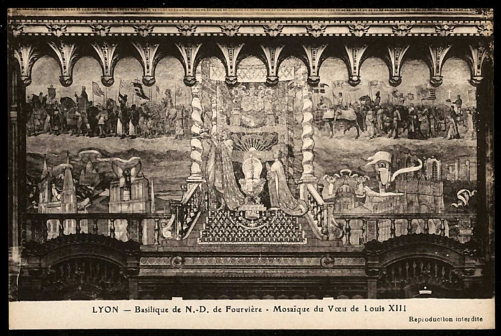 Lyon. Basilique de Notre-Dame de Fourvière - Mosaïque du vœu de Louis XIII.