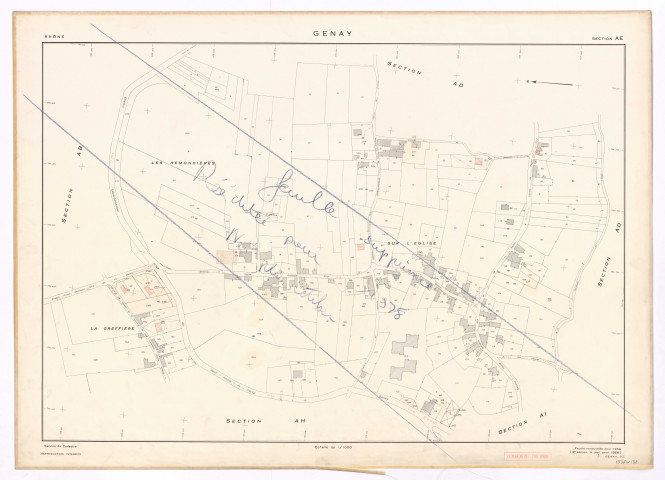 Section AE. Feuille renouvelée pour 1959. 2e édition à jour 1968. Feuille supprimée rééditée pour 1978.
