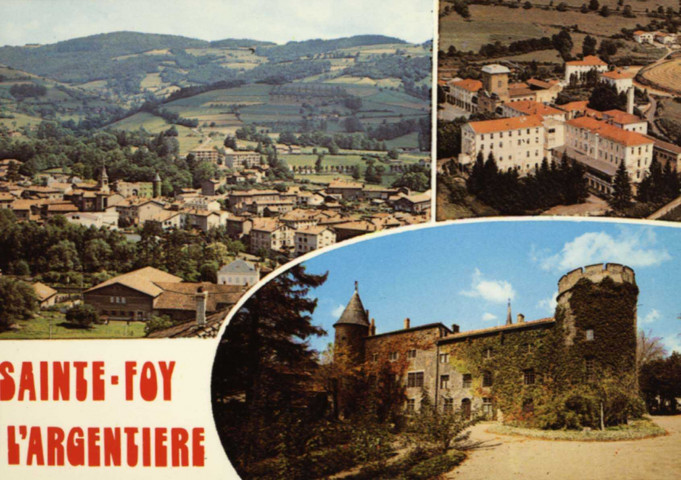 Sainte-Foy-L'Argentière. Vues multiples en mosaïque.