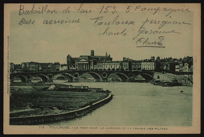 Le pont Neuf, la Garonne et la prairie des Filtres.